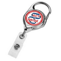 Chrome Carabiner Badge Reel w/ Belt Clip (Polydome)